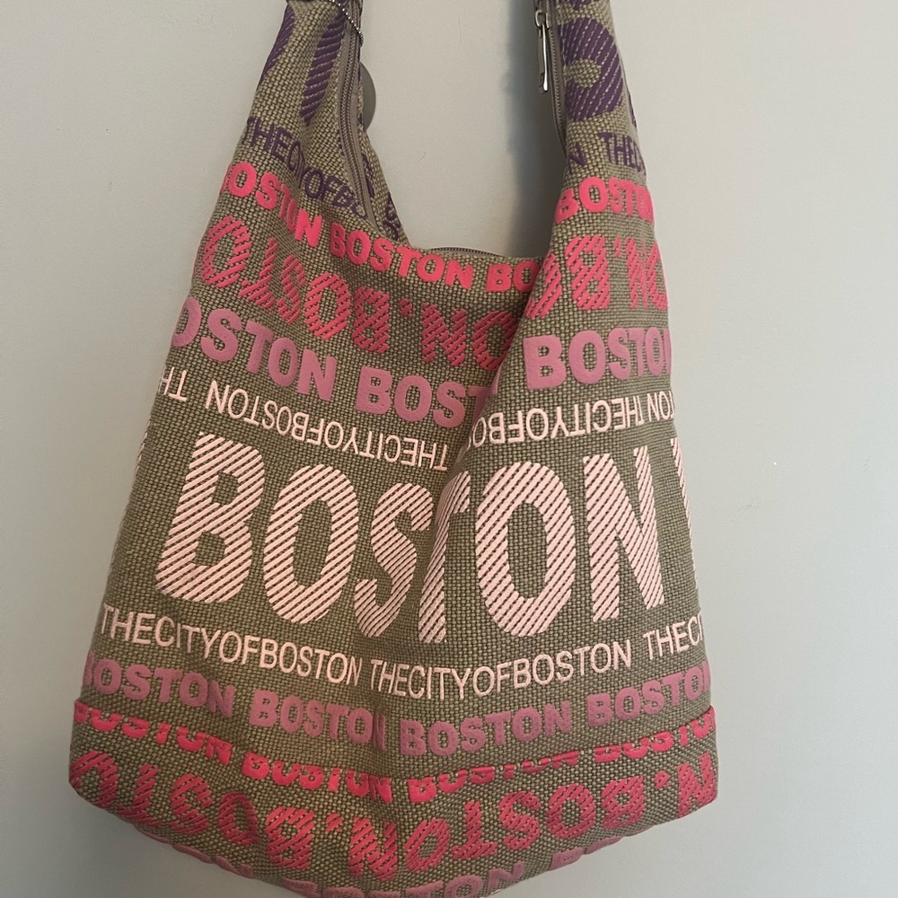 Robin Ruth Pink and Tan Boston Hobo Bag 100% Cotton - Picture 2 of 9